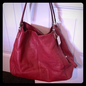 Coach red leather hobo bag